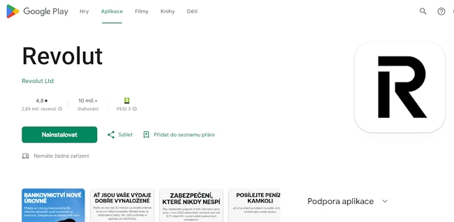 Na Google Play si můžete nainstalovat aplikaci od Revolutu.