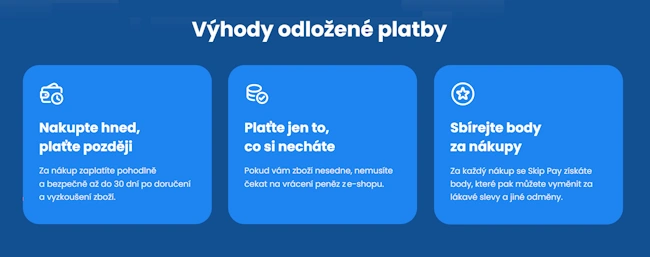 Na obrázku jsou výhody odložené platby.